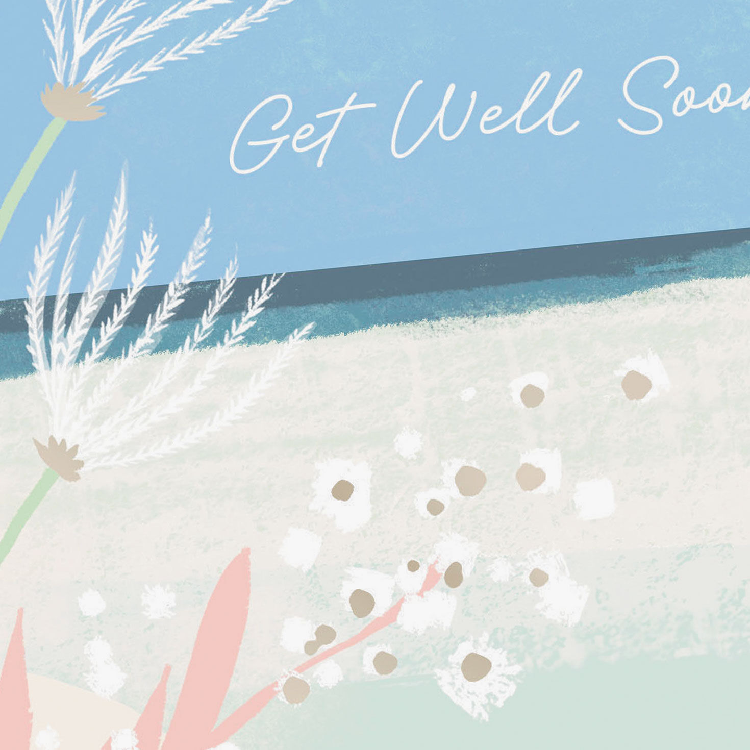 Sunny Seaside Beach Scene Get Well Card Card Front Detail image number 4