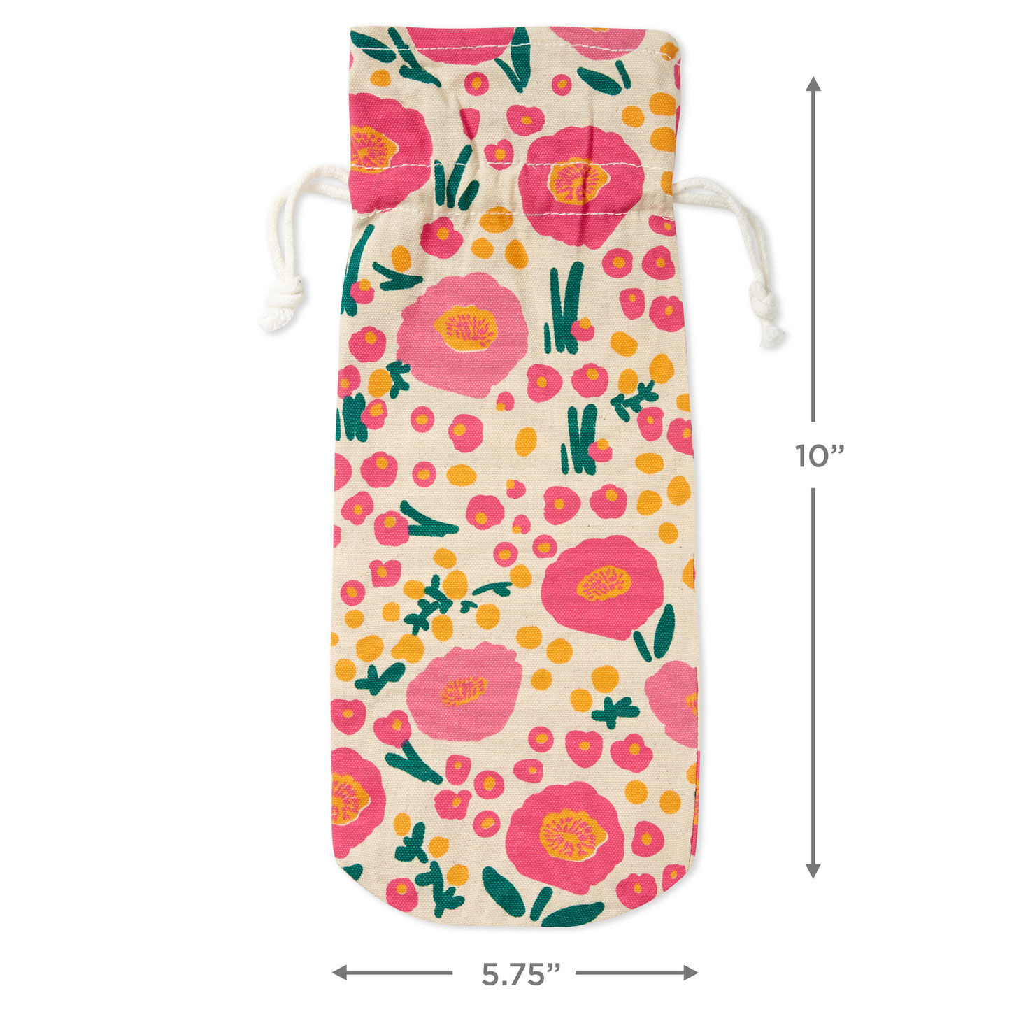 Pink Floral Fabric Wine Gift Bag measurement image number 3