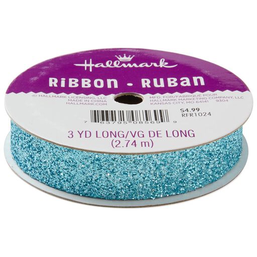 Turquoise Blue 5/8" Glitter Ribbon, 3 yards, 