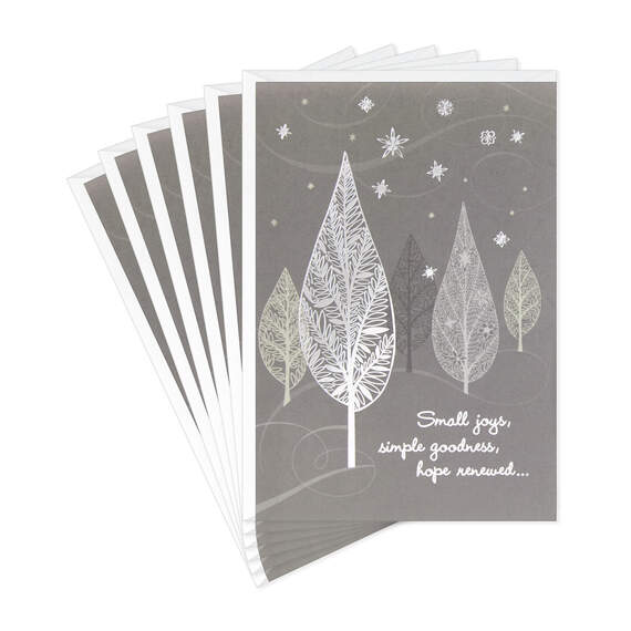 Silver Trees New Year Cards, Pack of 6, , large image number 1