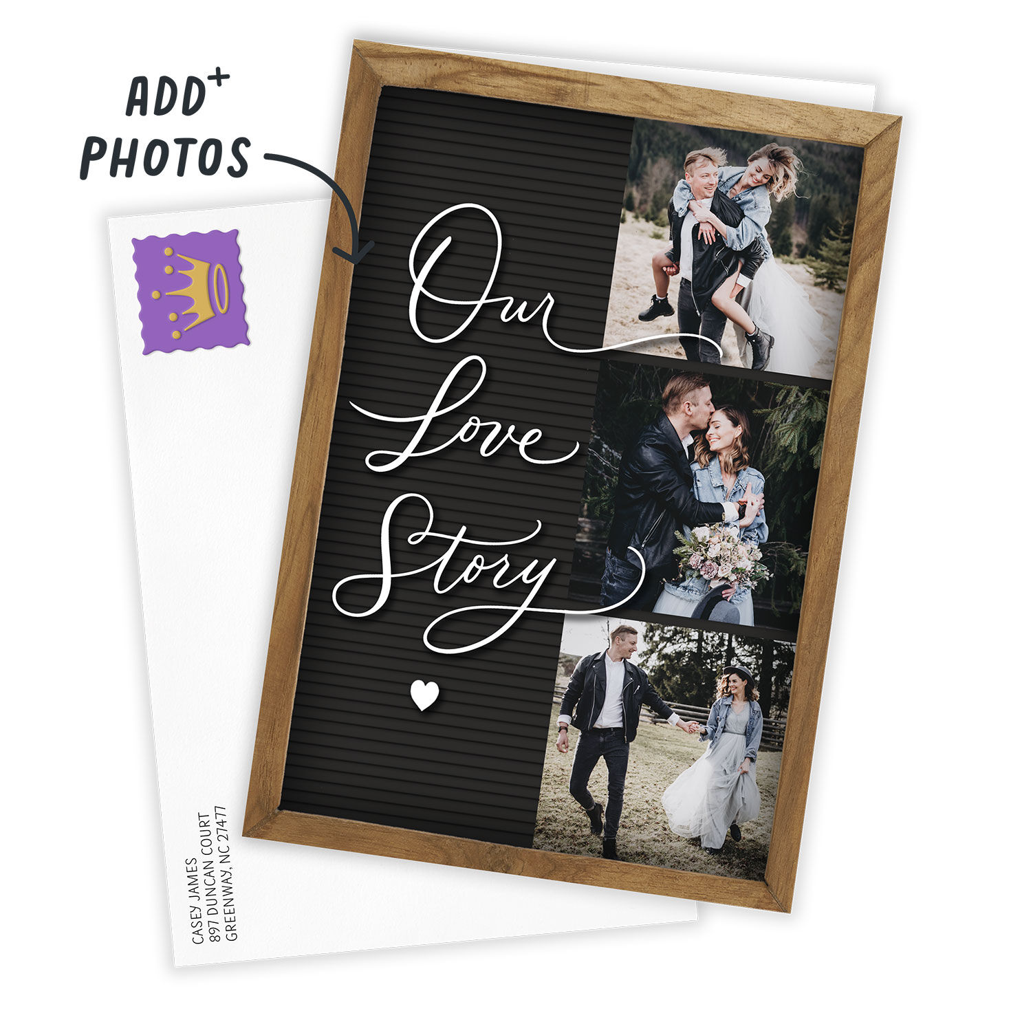 Rustic Letter Board Romantic Folded Love Photo Card  image number 2