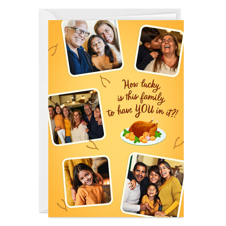 Lucky Family Photo Collage Custom Thanksgiving Card