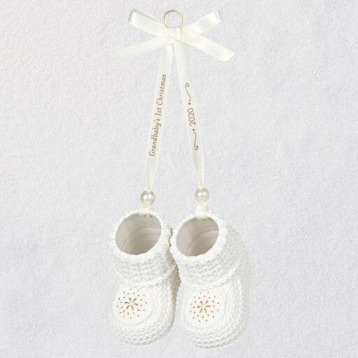 Baby S First Christmas Booties Porcelain Personalized Ornament Personalized Ornaments Hallmark