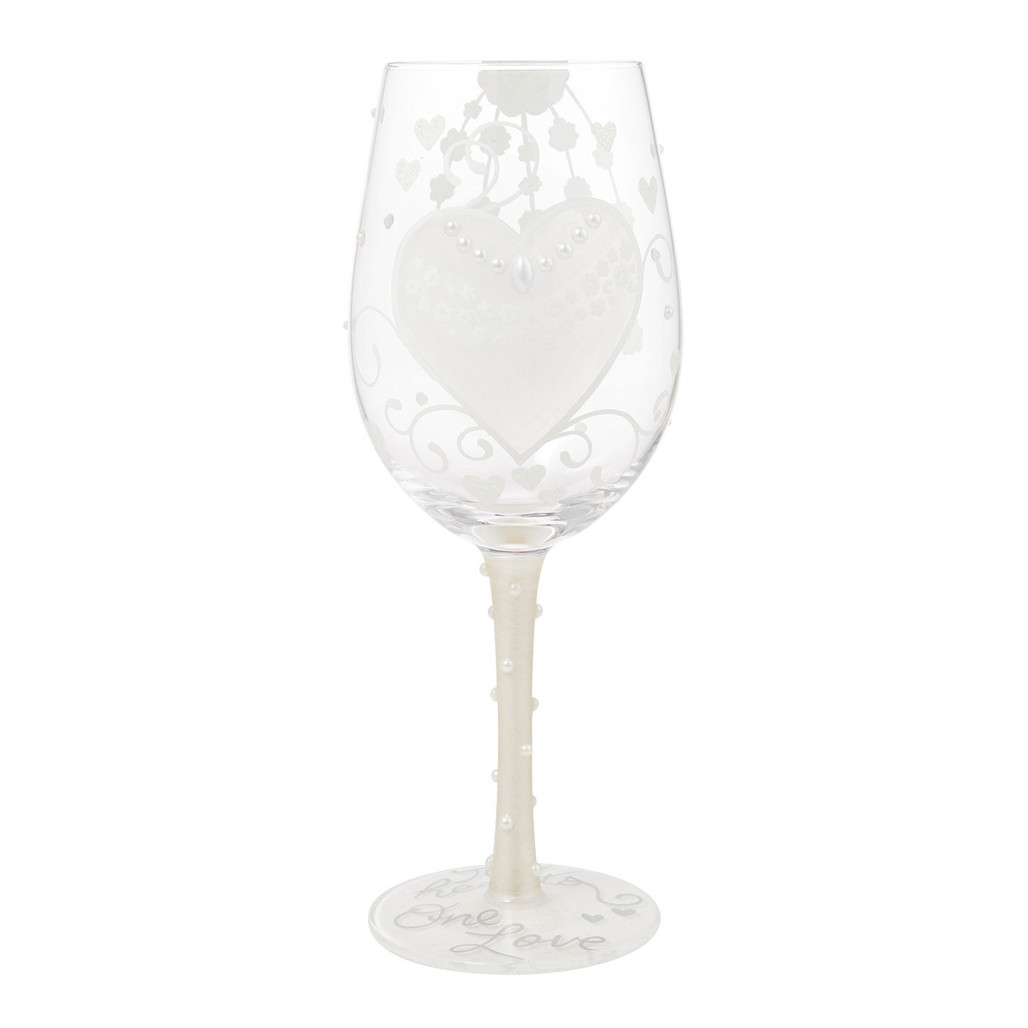 Lolita Two Hearts One Love Handpainted Wine Glass, 15 oz.