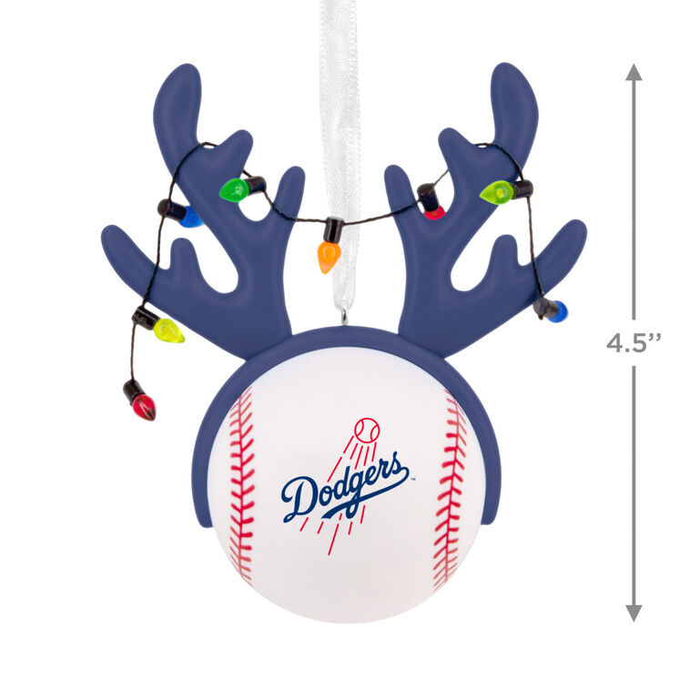 Dodgers Reindeer Baseball Christmas Ornament measurement image number 3