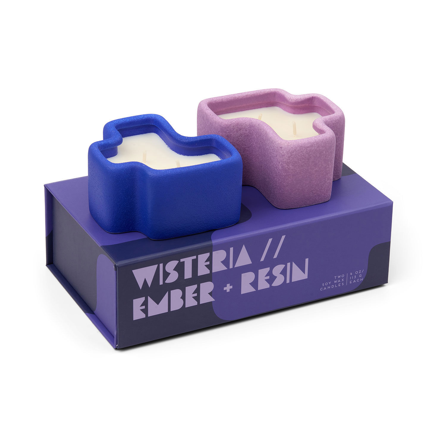 Blue and Purple Tetris Shaped Candle Set with packaging image number 2