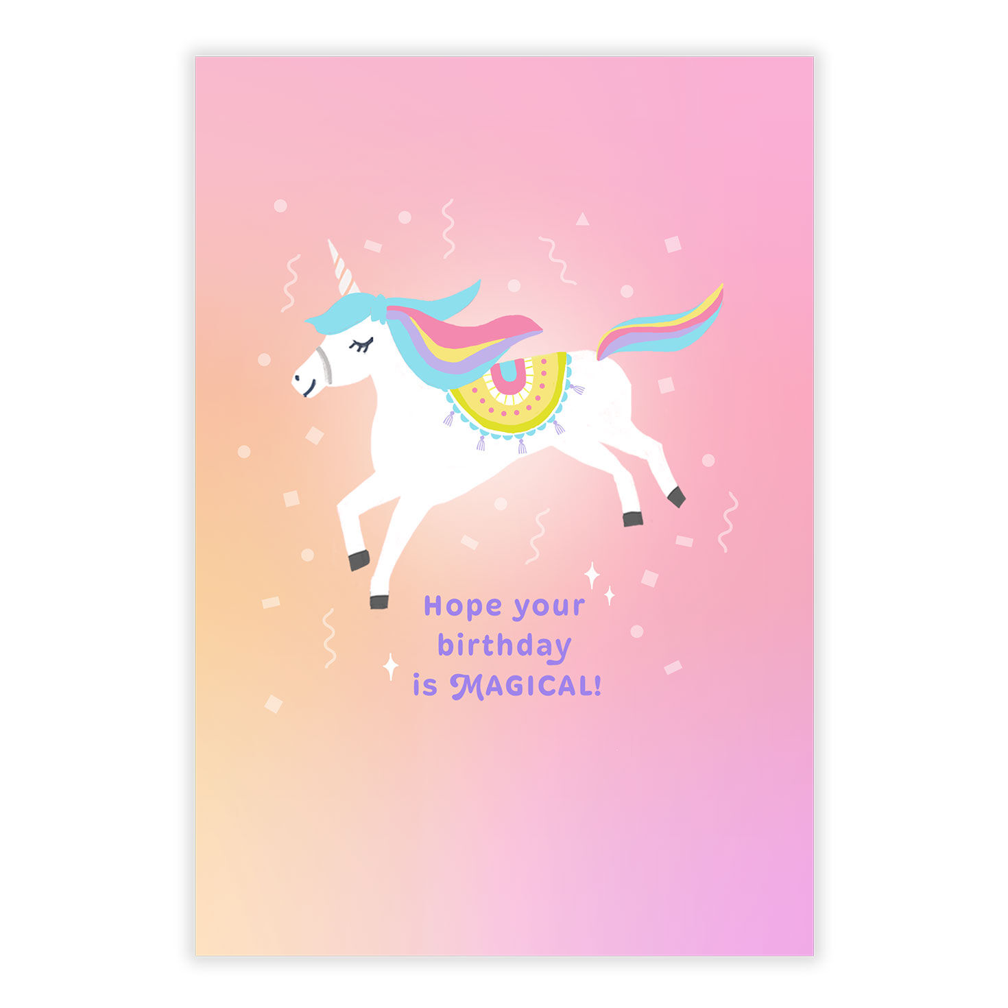 Unicorn on Pink Personalized Birthday Card front image number 2
