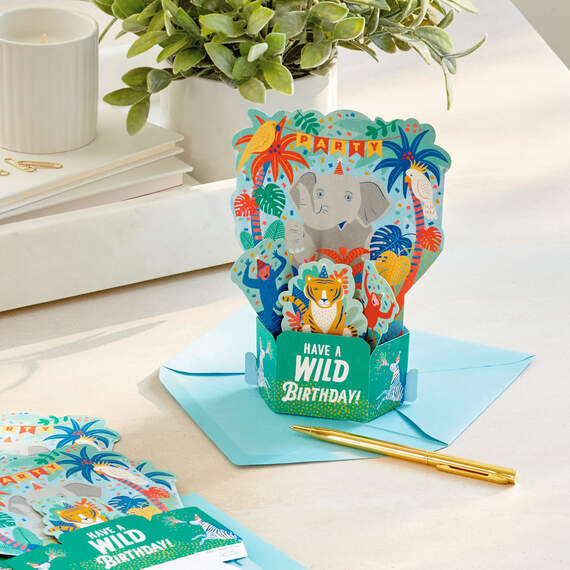 Wild Animal Party Boxed Pop-Up Birthday Cards, Pack of 8, , large image number 7
