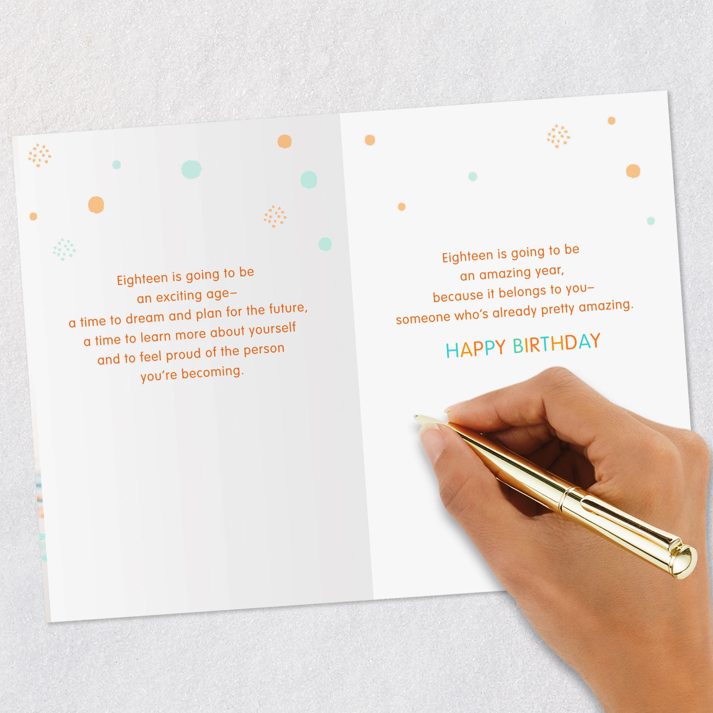 Gold Foil 18 and Confetti 18th Birthday Card signing card image number 7