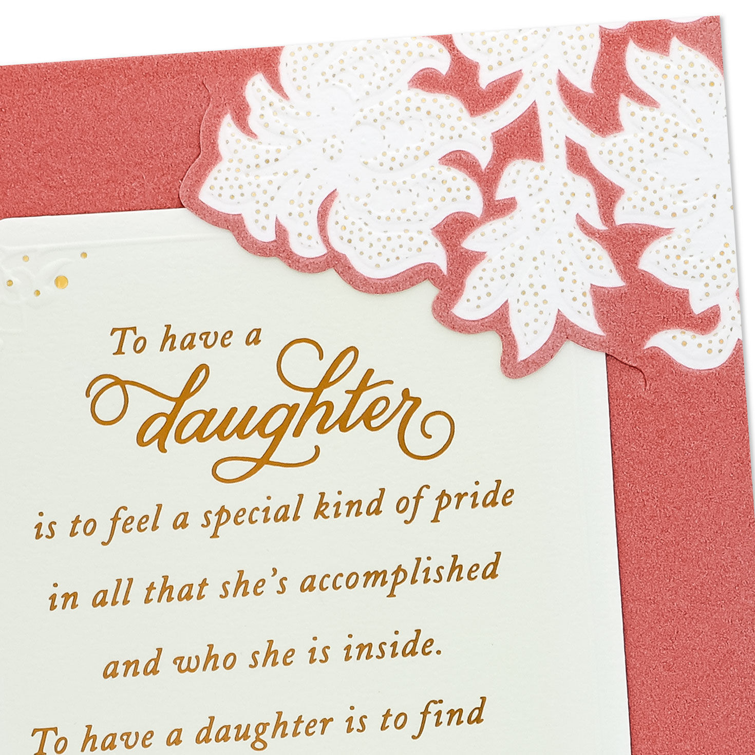 Floral Damask on Pink Daughter Birthday Card Card Front Detail image number 4