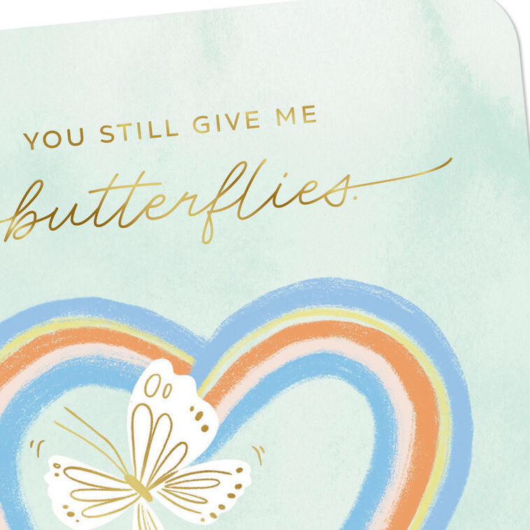 Butterflies and Rainbow Heart Romantic Love Card Card Front Detail image number 4