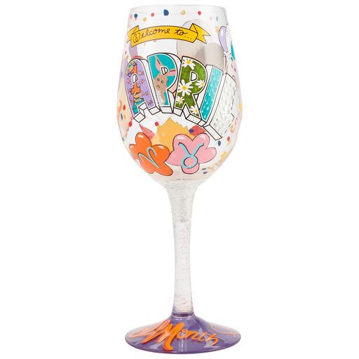 Lolita® April Birthday Month Handpainted Wine Glass, 15 oz., 