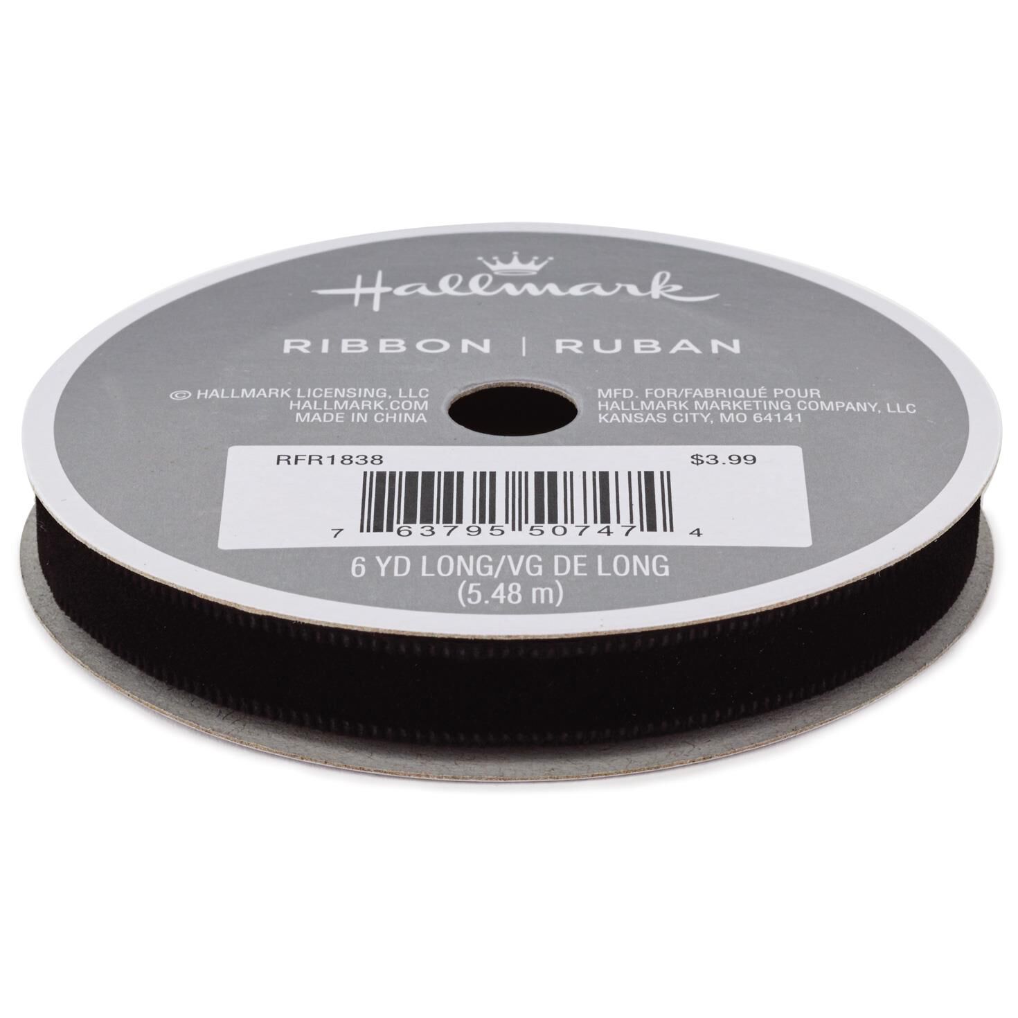 Black Velvet 3/8" Ribbon, 18' for only USD 3.99 | Hallmark