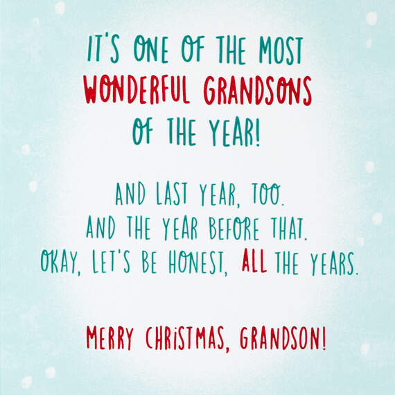 One of the Most Wonderful Grandsons Funny Christmas Card, , large image number 2