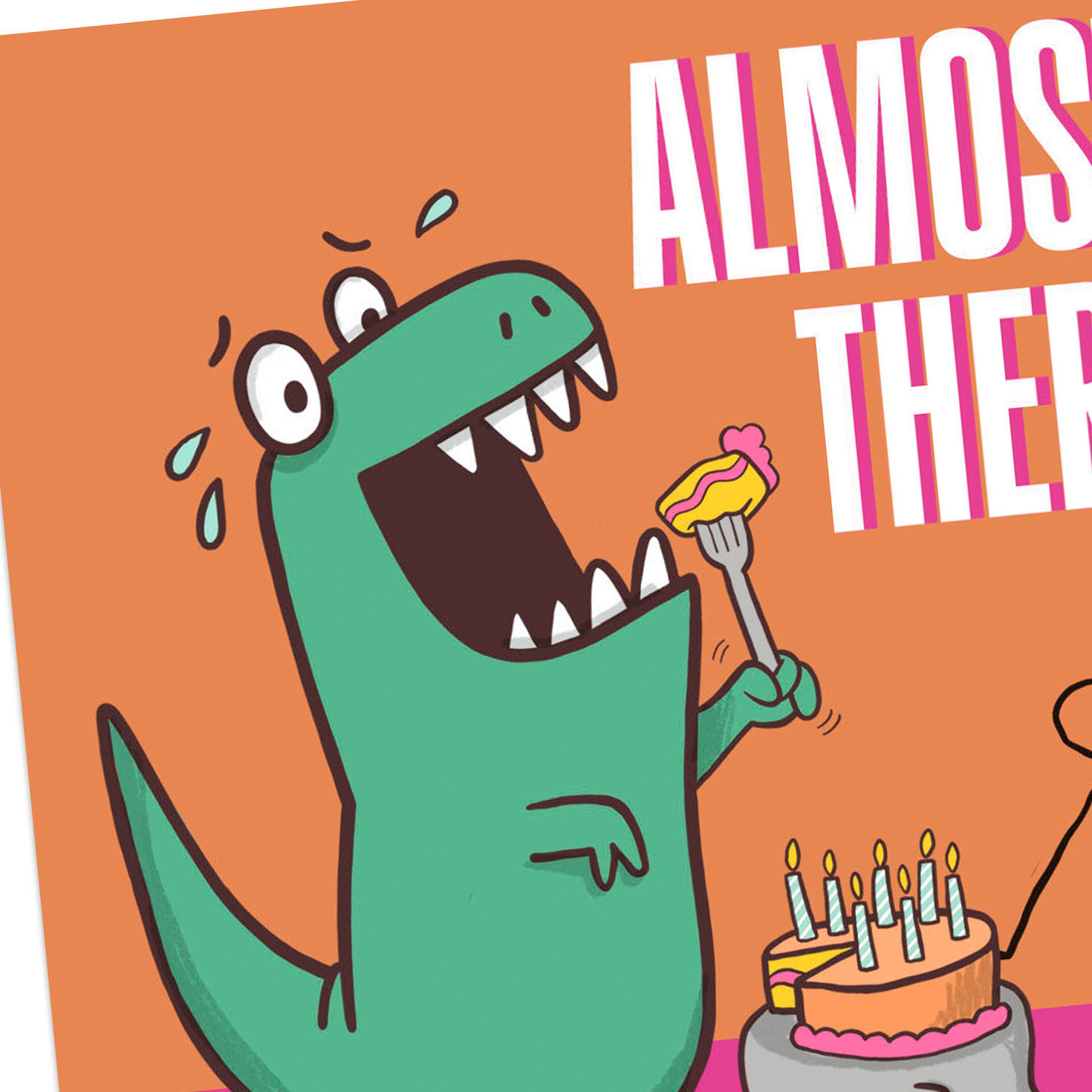 Dinosaur Eating Cake Funny Birthday Card Card Cover Detail image number 4