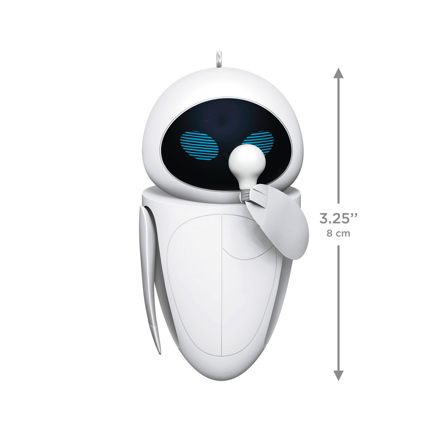 White Robot Eve from Wall-E Keepsake Ornament measurement image number 3