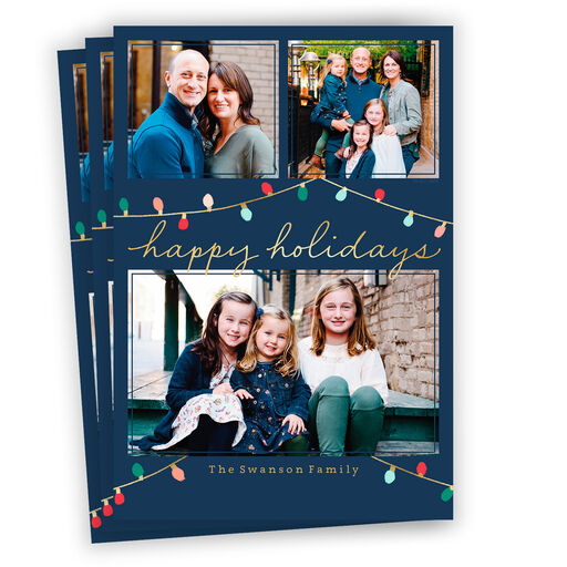 Colorful Lights Flat Holiday Photo Card, 
