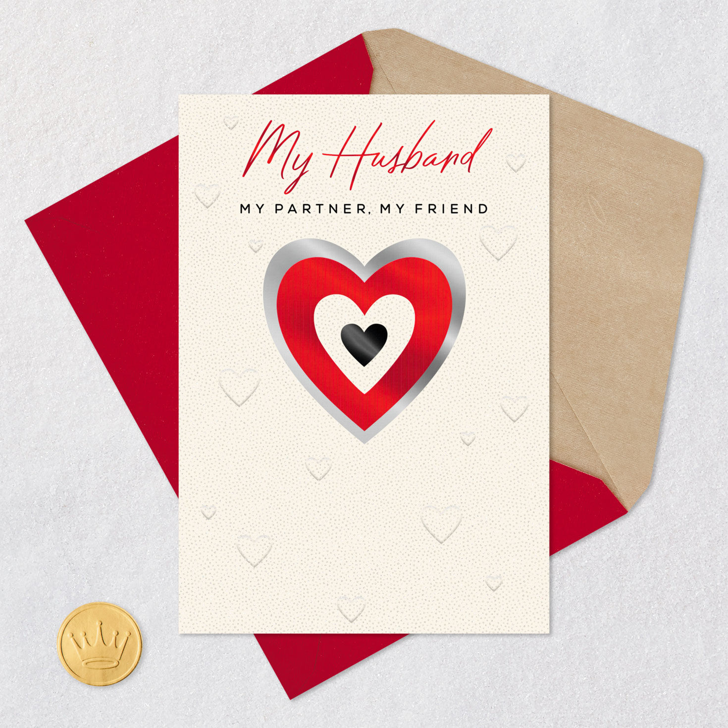 Hearts Husband Valentine's Day Card Open card with envelope image number 6
