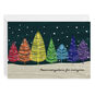 Modern Colored Trees Personalized Holiday Card Card Front with Envelope image number 1