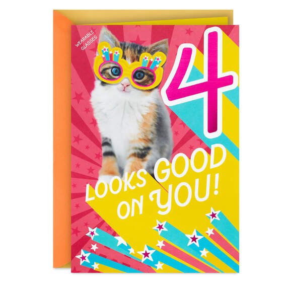 Girl, You Rule 4th Birthday Card With Wearable Sunglasses
