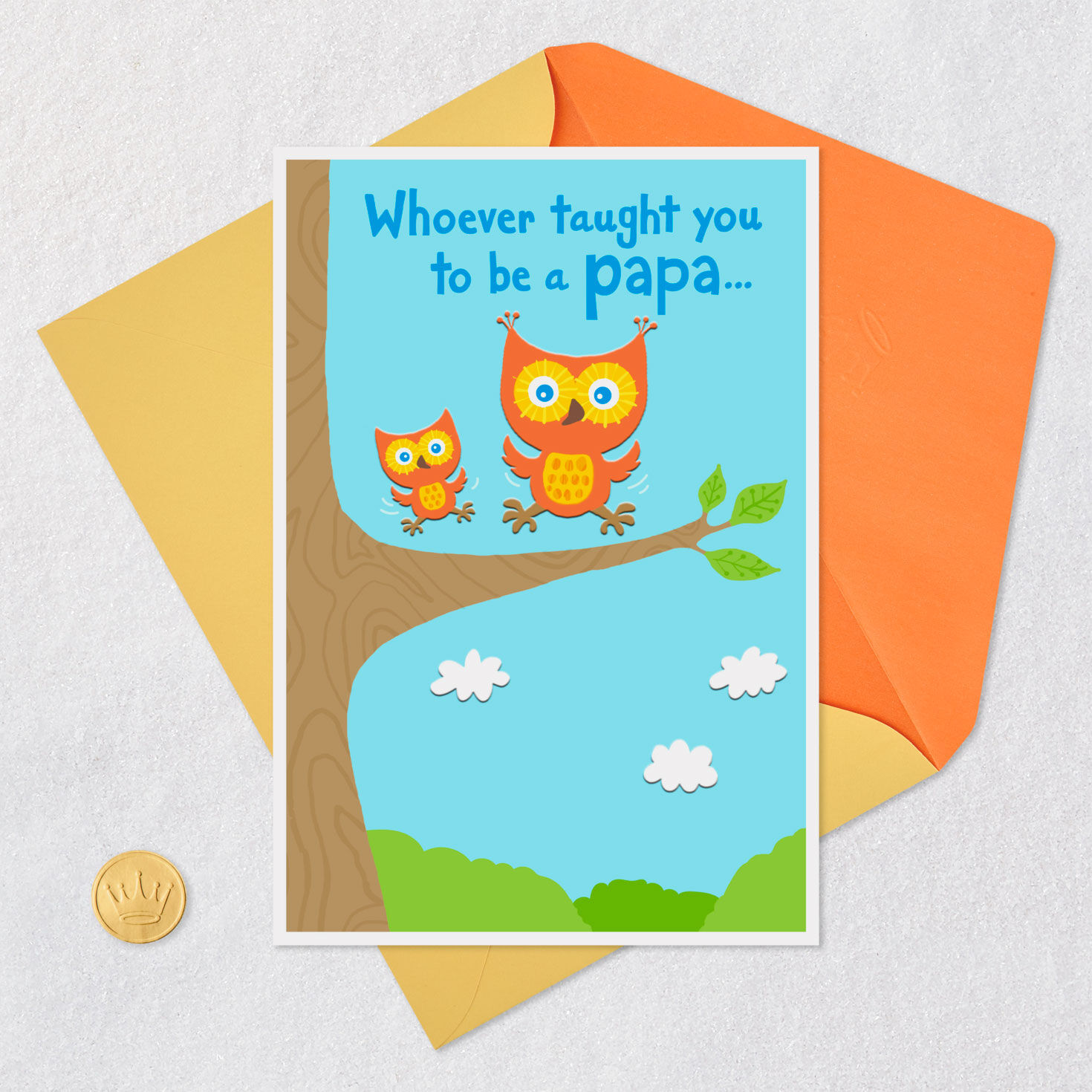 Grandparents Day Card for Grandpa Owl Card Front with Envelope and Gold Seal image number 5