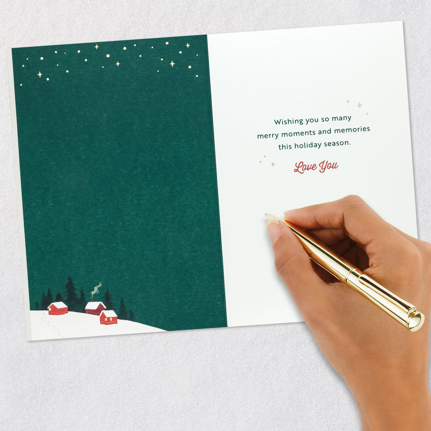 Vintage Ski Scene Christmas Card for Grandson Signing card image number 6