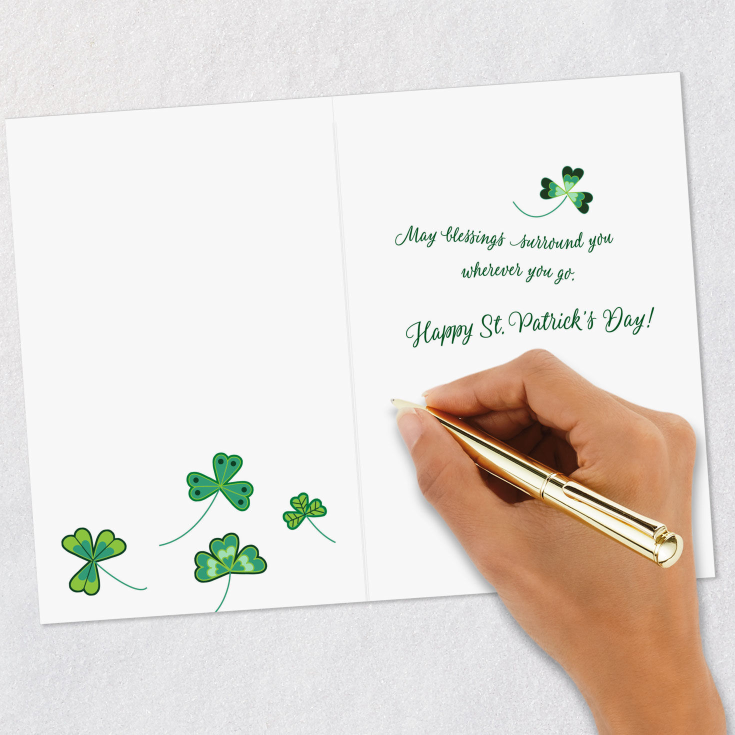 Sparkly Shamrock Bouquet St. Patrick's Day Card Signing card image number 6