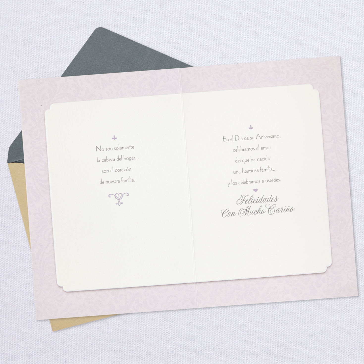 Heart of Our Family Spanish-Language Anniversary Card for Pap&aacute; & Mam&aacute; With Keepsake Sentiment, , large image number 3