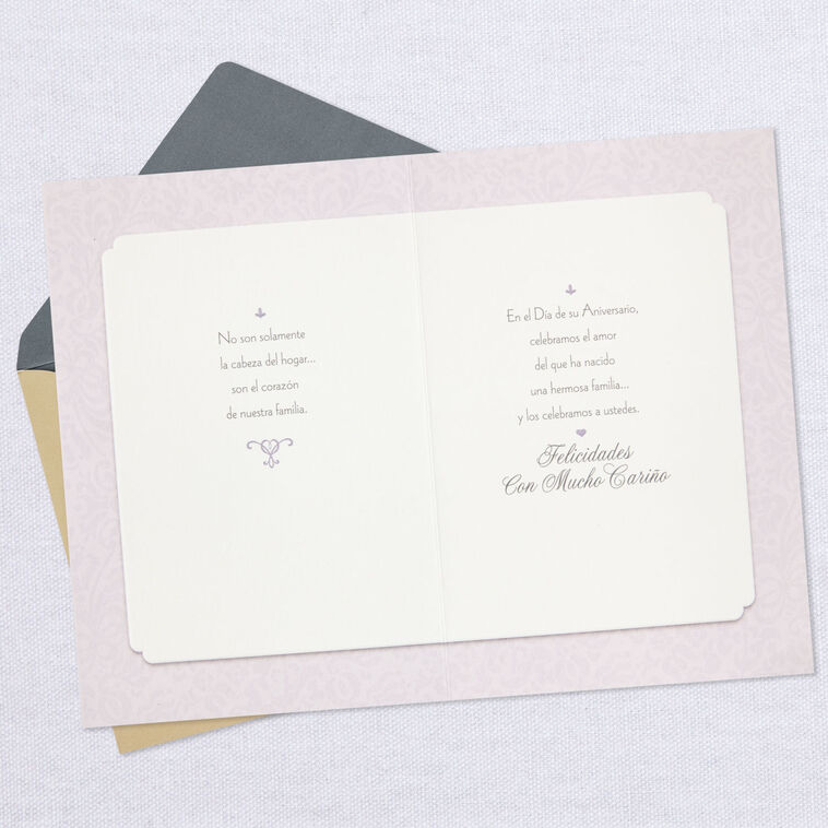 Heart of Our Family Spanish-Language Anniversary Card for Papá & Mamá With Keepsake Sentiment, , large image number 3
