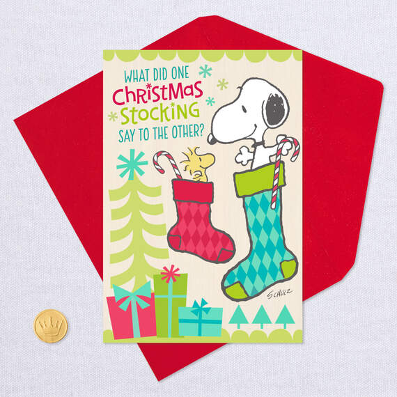 Peanuts® Snoopy and Woodstock Stockings Funny Christmas Card, , large image number 5