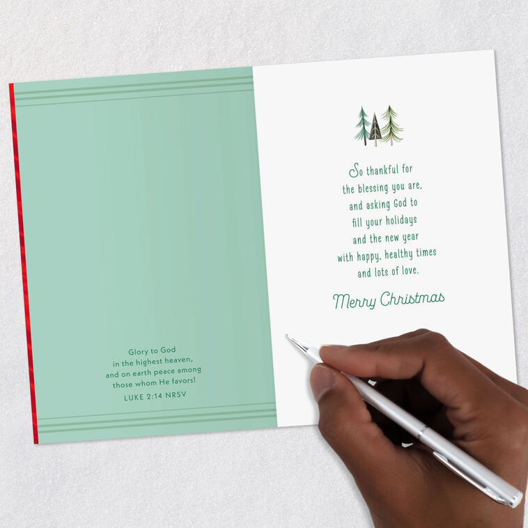 Folk Art Snowman Religious Christmas Card Signing card image number 7