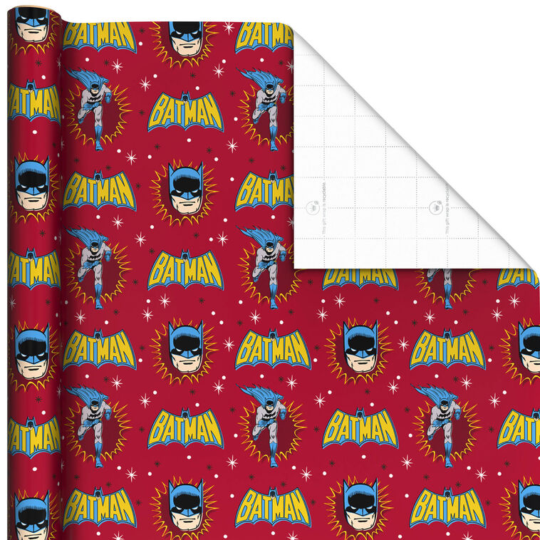 DC™ Batman™ on Red Jumbo Wrapping Paper Roll, 70 sq. ft.