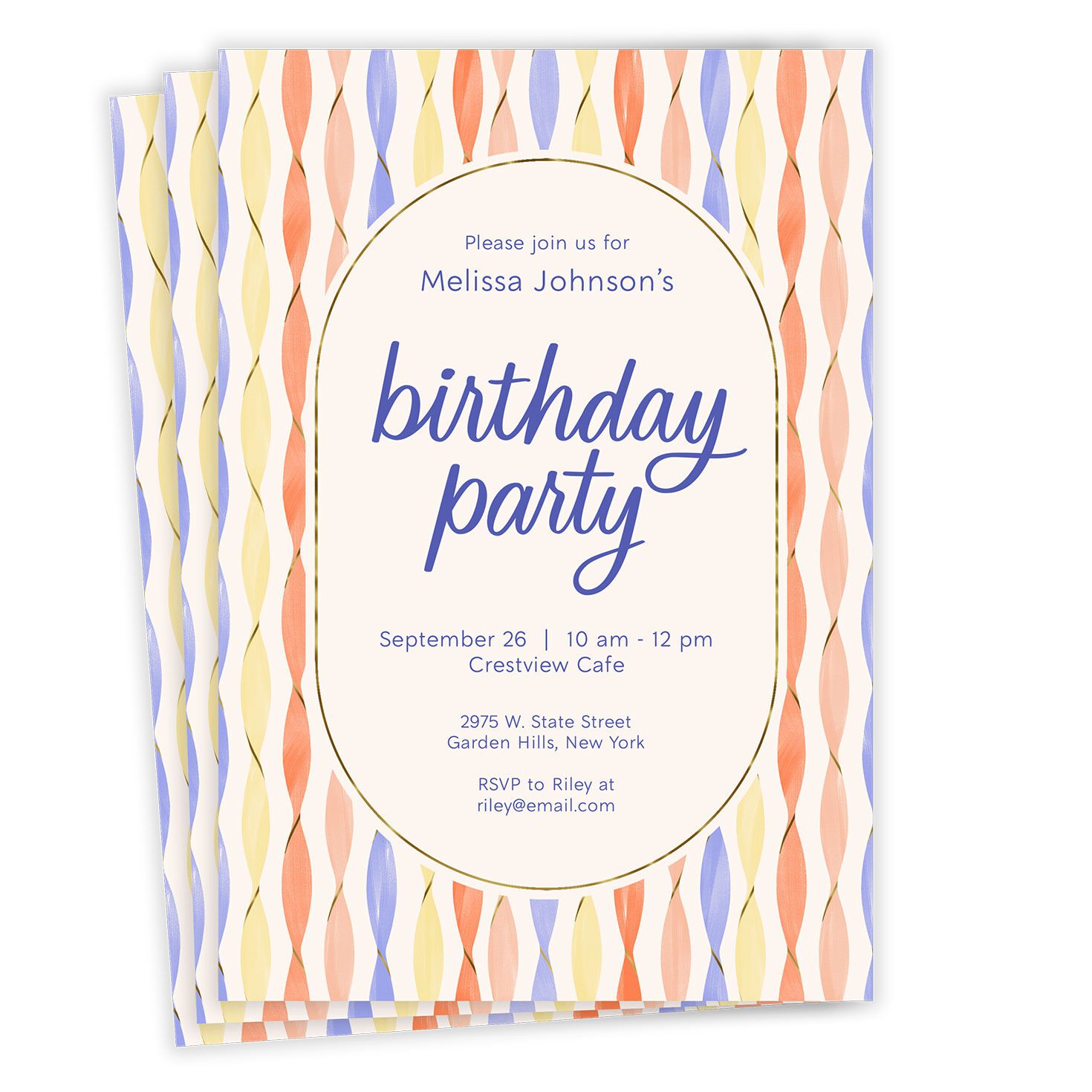 Party Streamers Flat Birthday Invitation