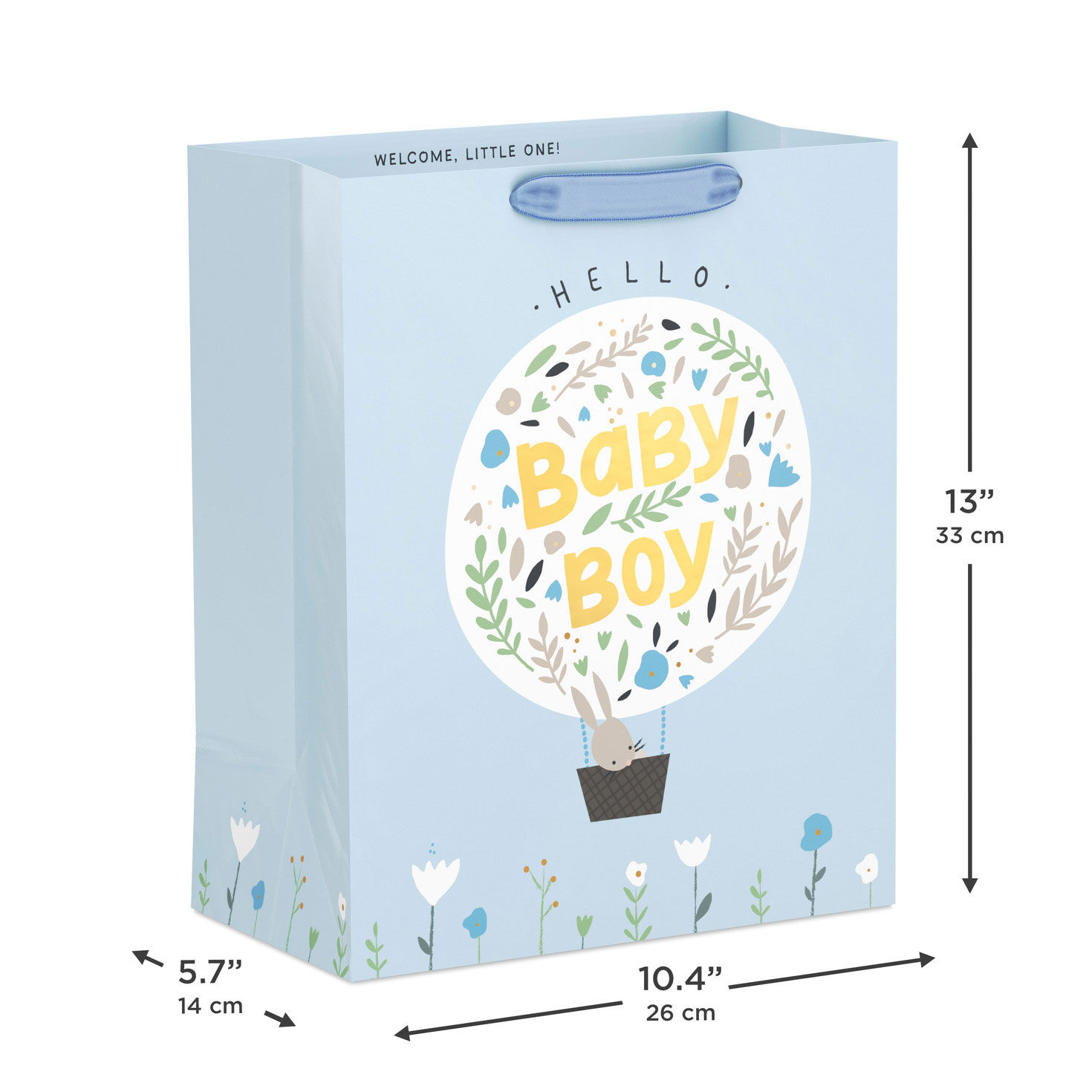 Bunny Balloon on Blue New Baby Gift Bag measurement image number 3