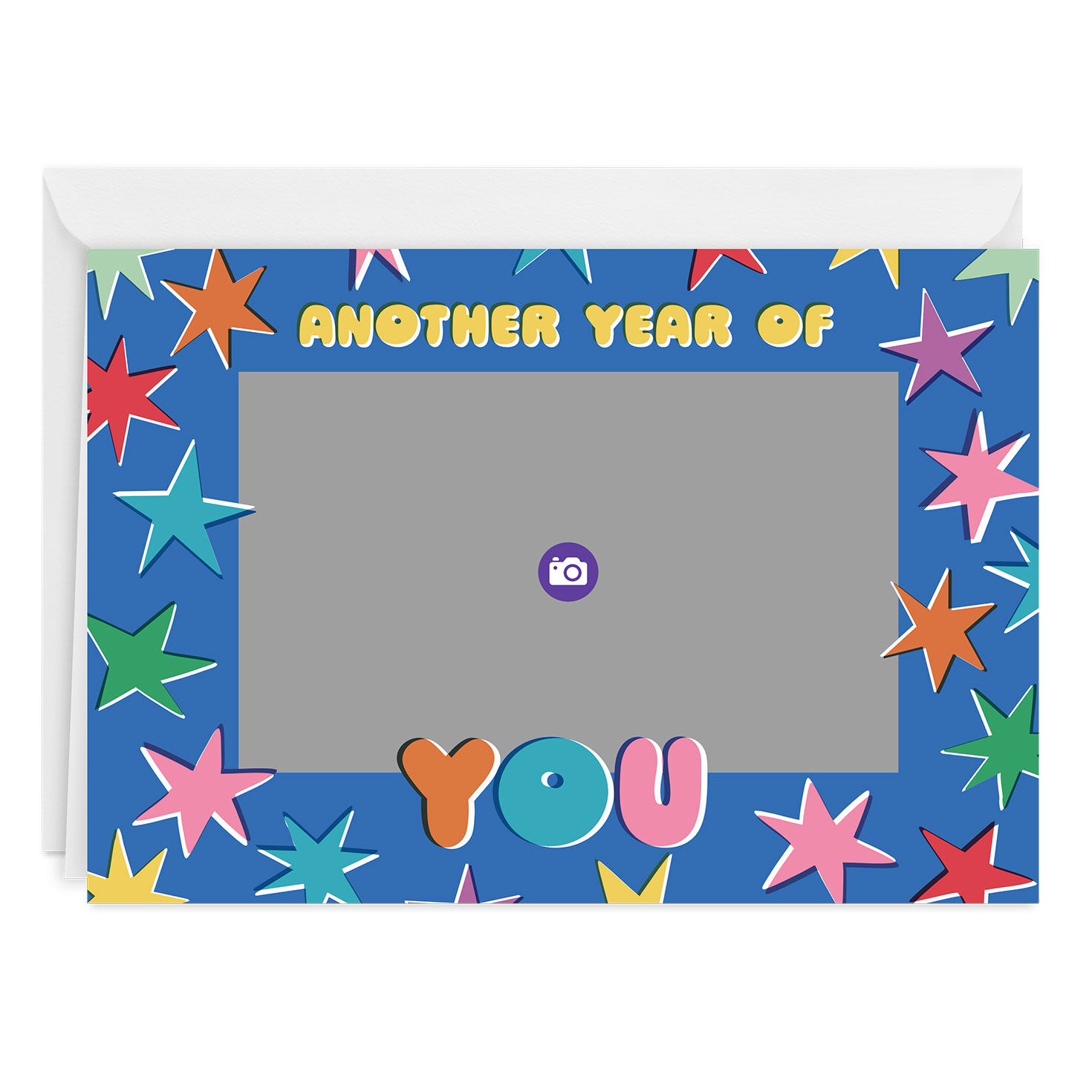 Color Stars Photo Frame Personalized Birthday Card Card Front indicating personalization image number 3