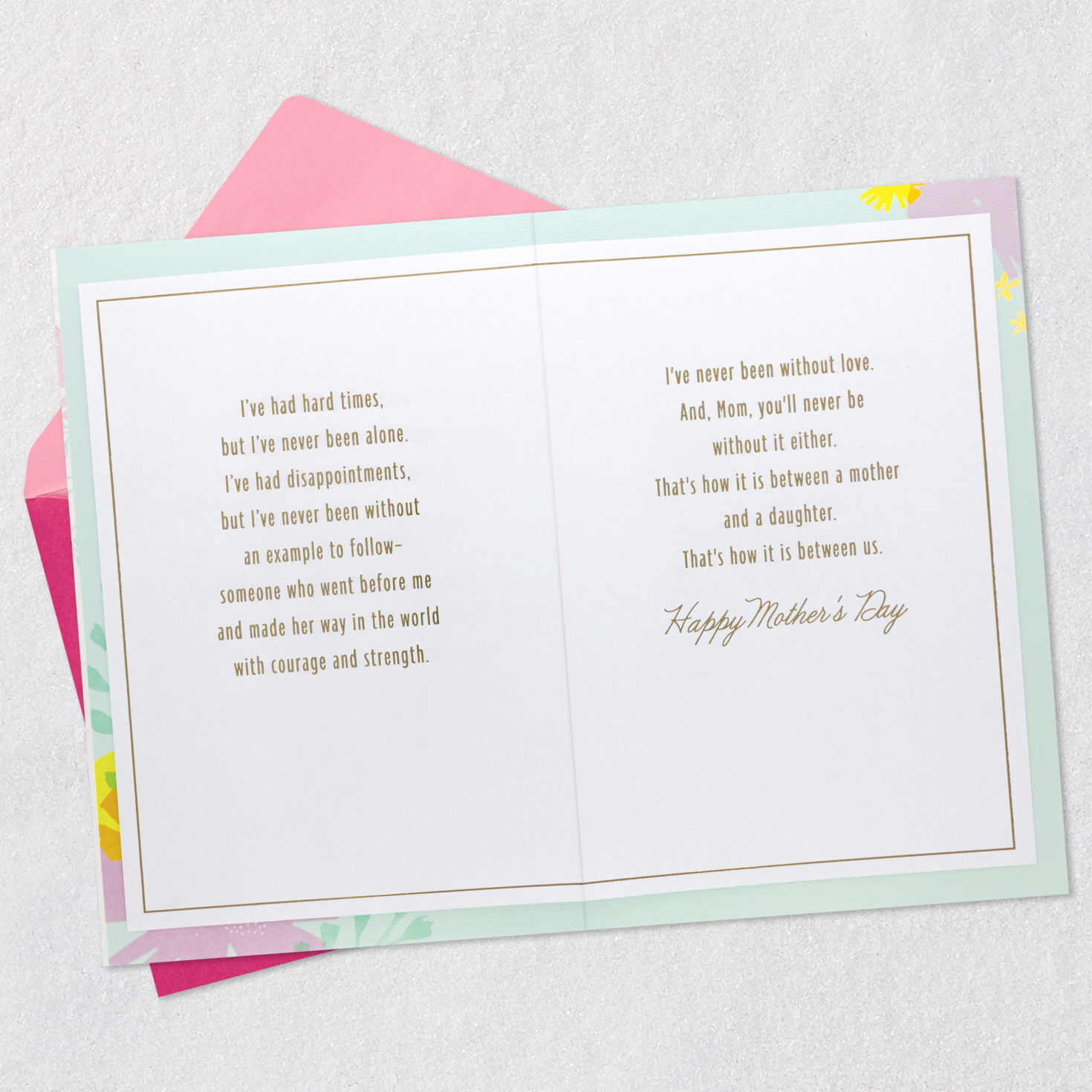 Banner and Flowers Mom Mother's Day Card From Daughter Open card with envelope image number 4