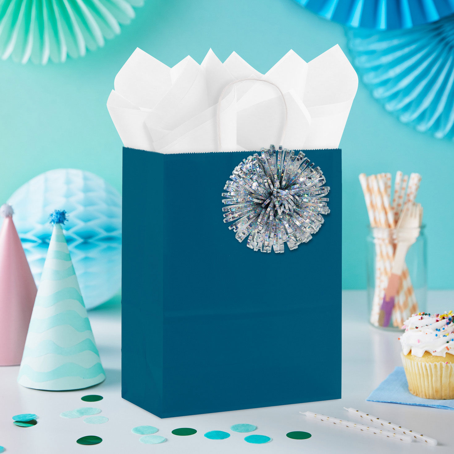 Silver Holographic Gift Bow In use image number 2