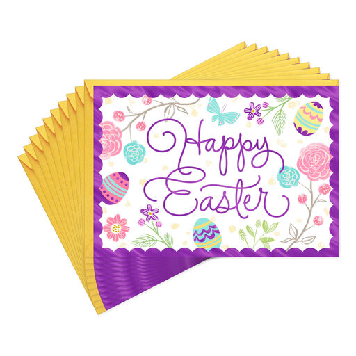 Easter Eggs and Flowers Easter Cards, Pack of 10, 