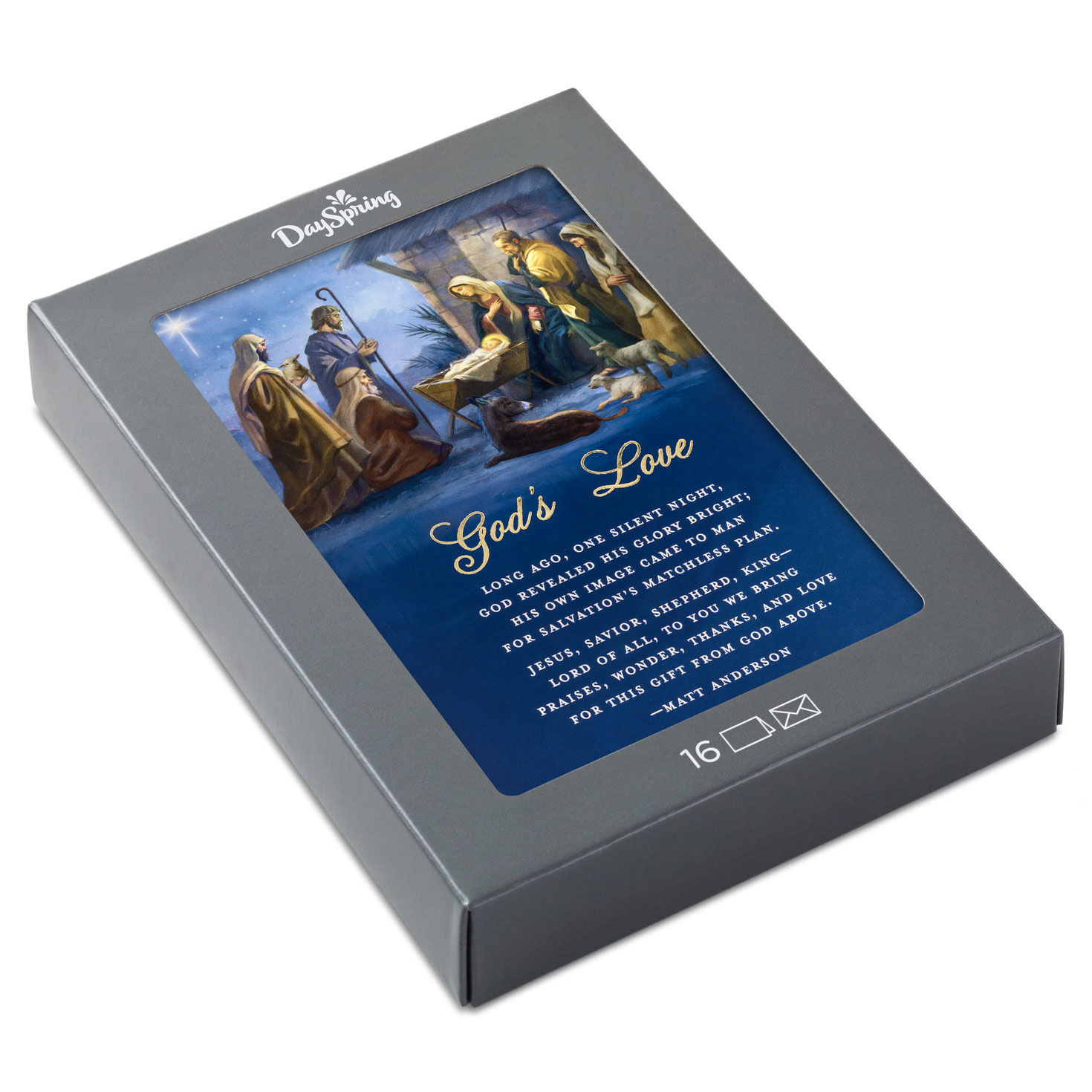 God's Love Nativity Religious Boxed Christmas Cards, Pack of 16