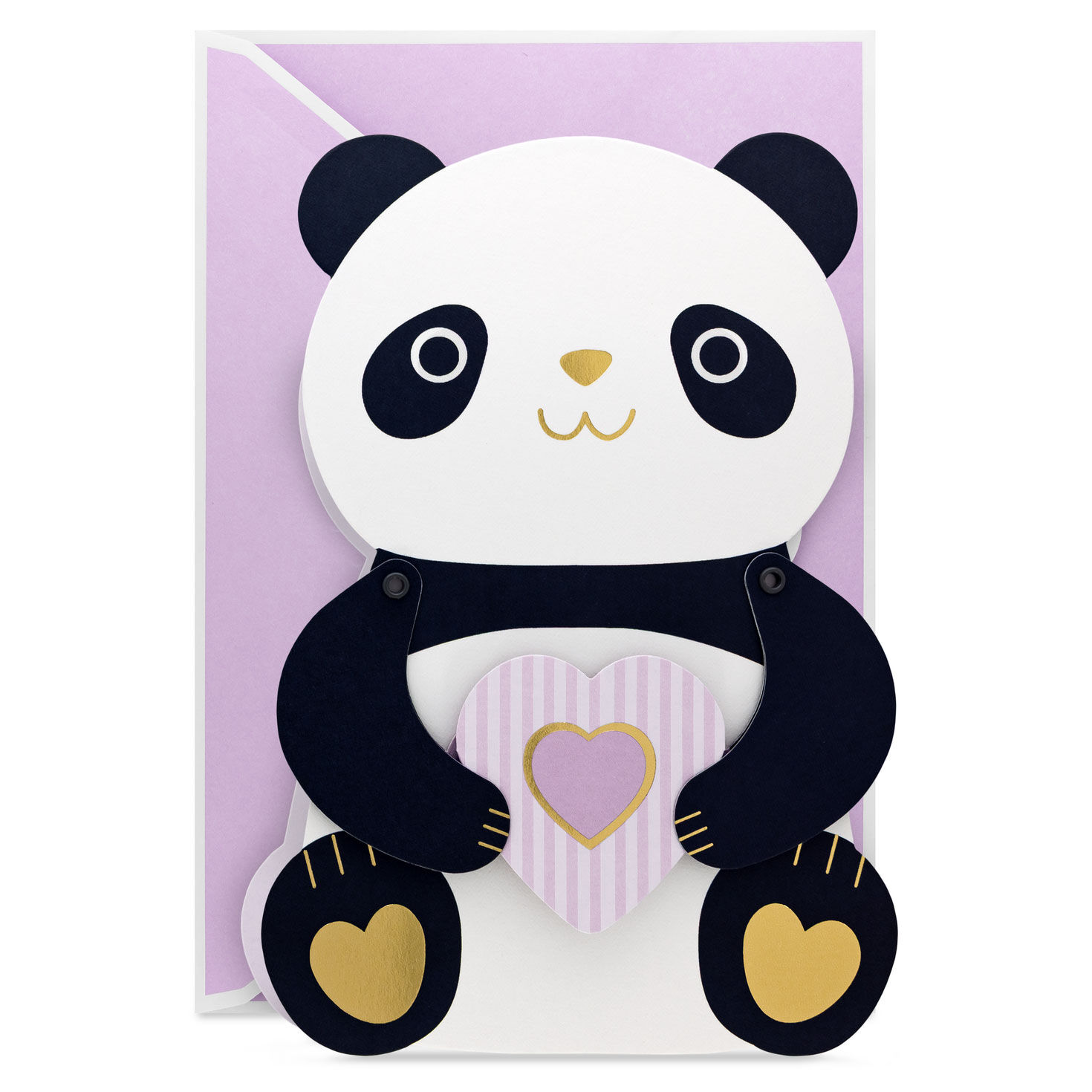 Panda Bear With Hearts Paper Craft Mother's Day Card