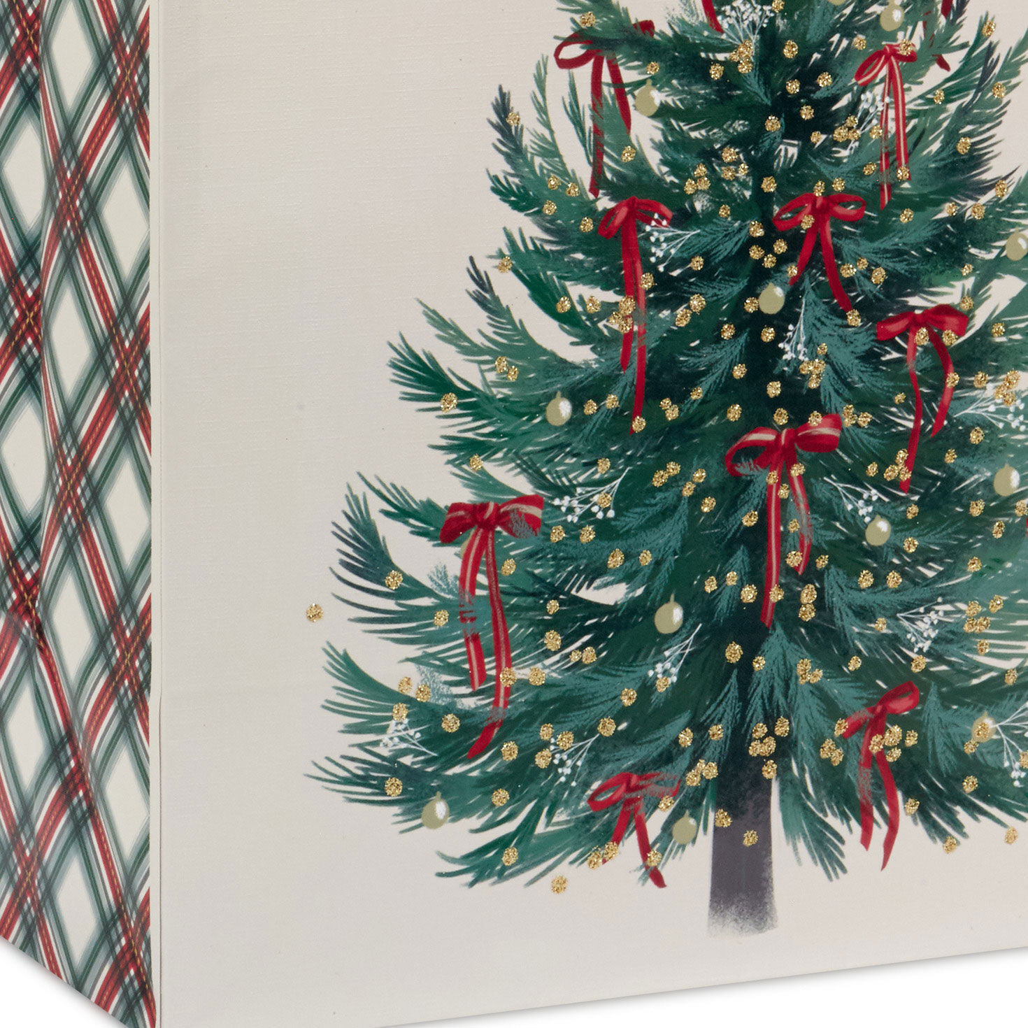 13" Evergreen With Red Bows on Cream Large Christmas Gift Bag for only USD 4.49 | Hallmark