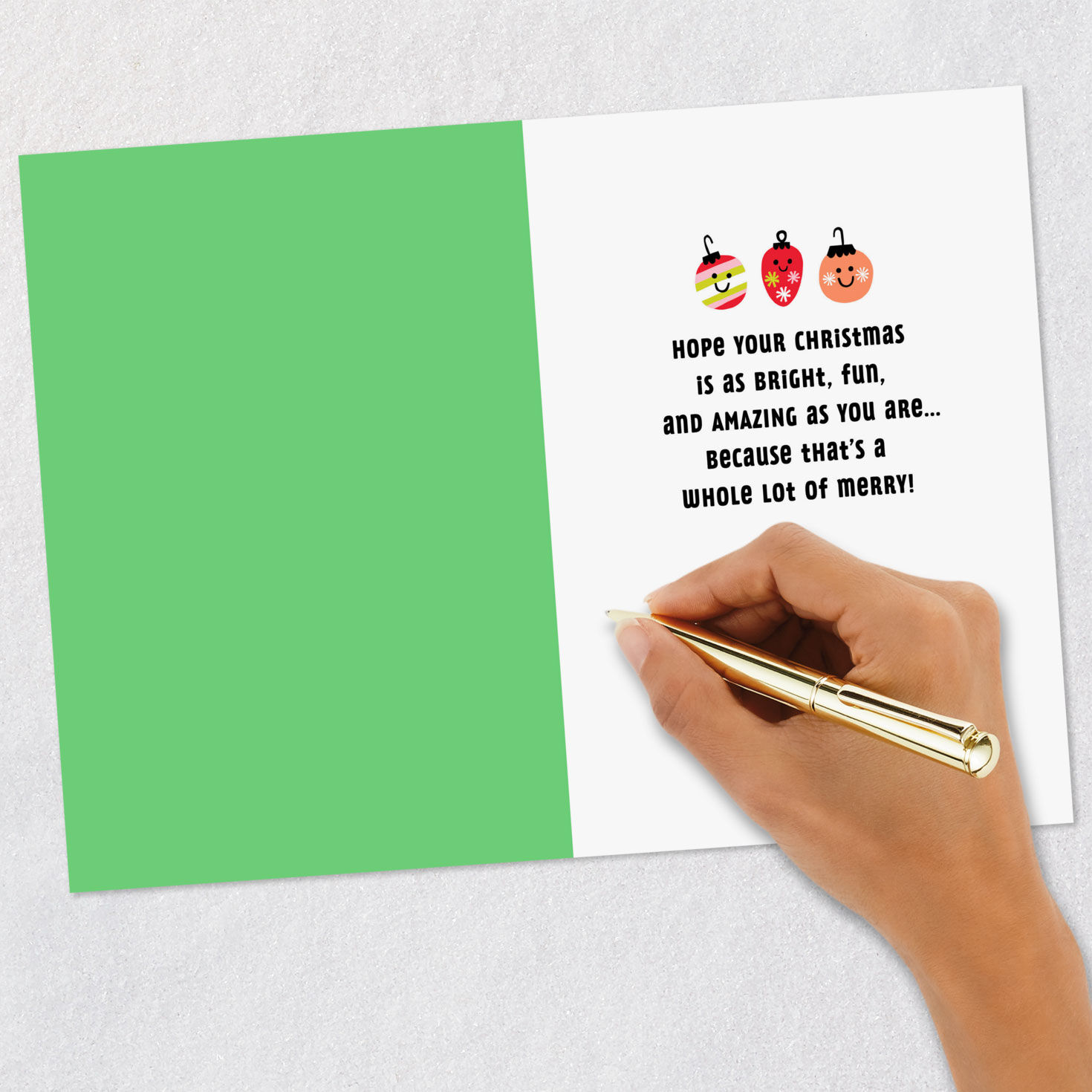 Cute Ornament Drawings on Tree Kids Christmas Card Signing card image number 6