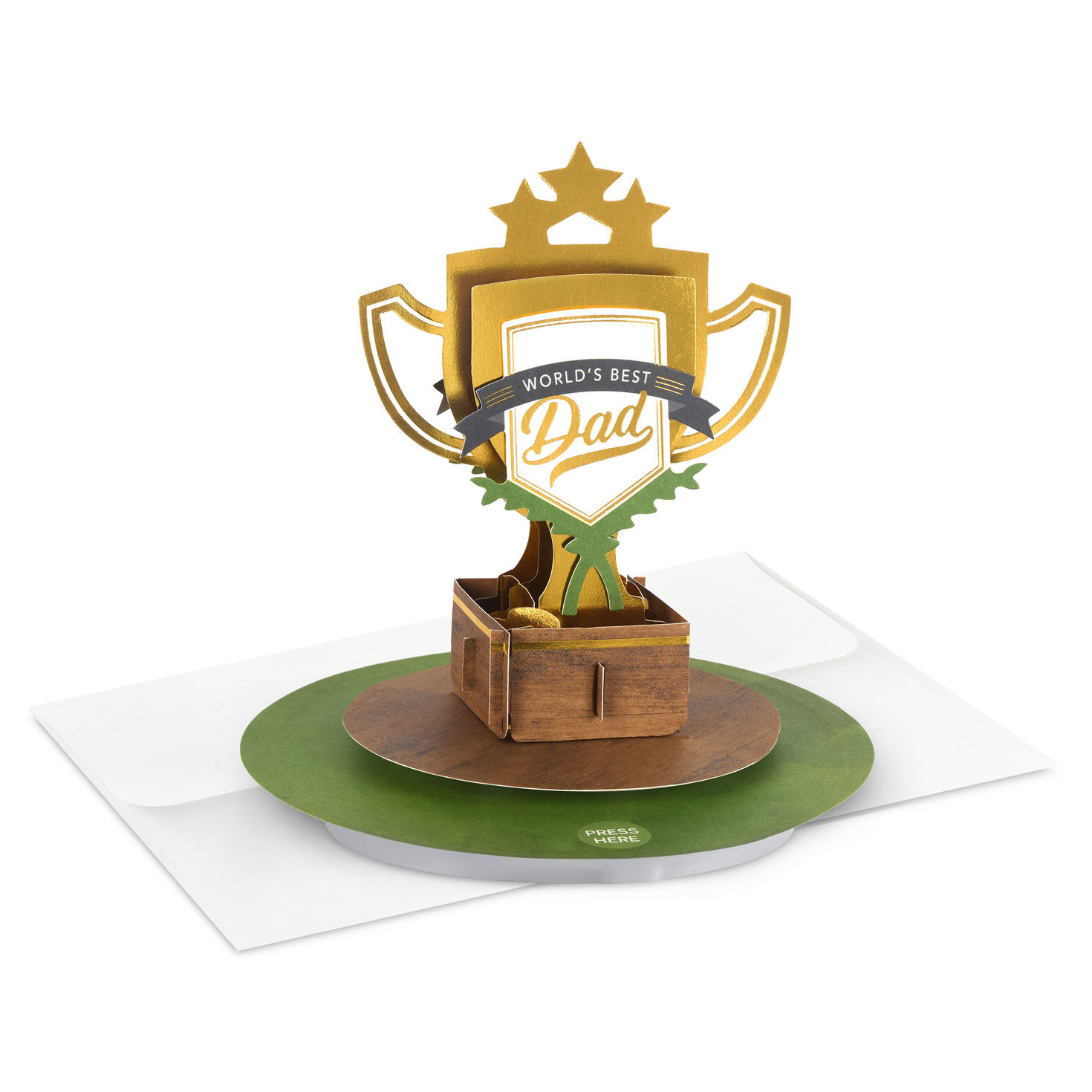 World's Best Dad Trophy Musical 3D Pop-Up Father's Day Card With Motion