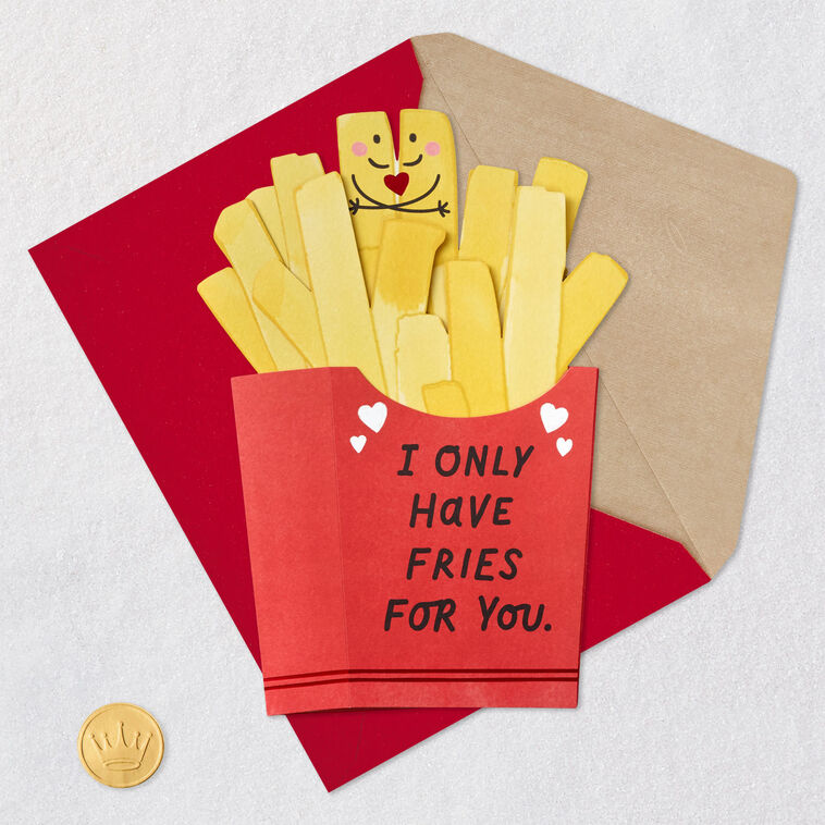French Fries Pop-Up Love Card for Spouse Card Front with Envelope and Gold Seal image number 6