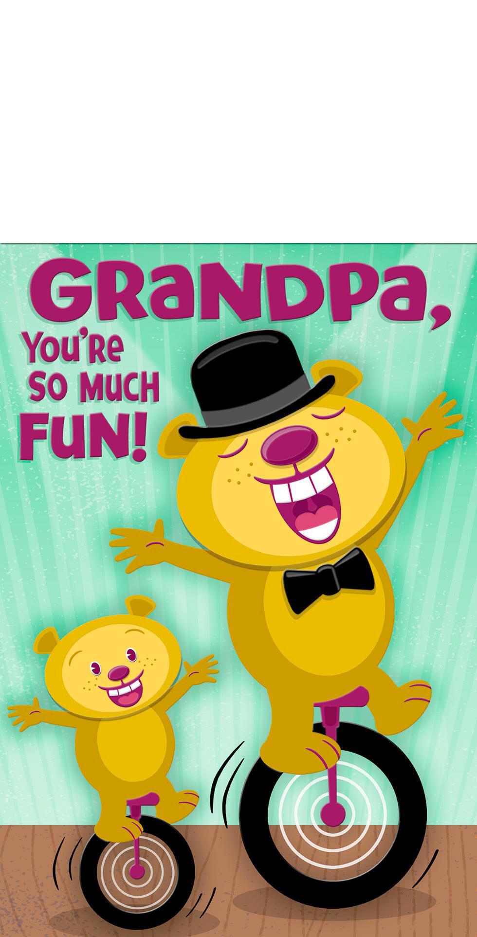 Unicycle Bears Grandparents Day Card for Grandpa