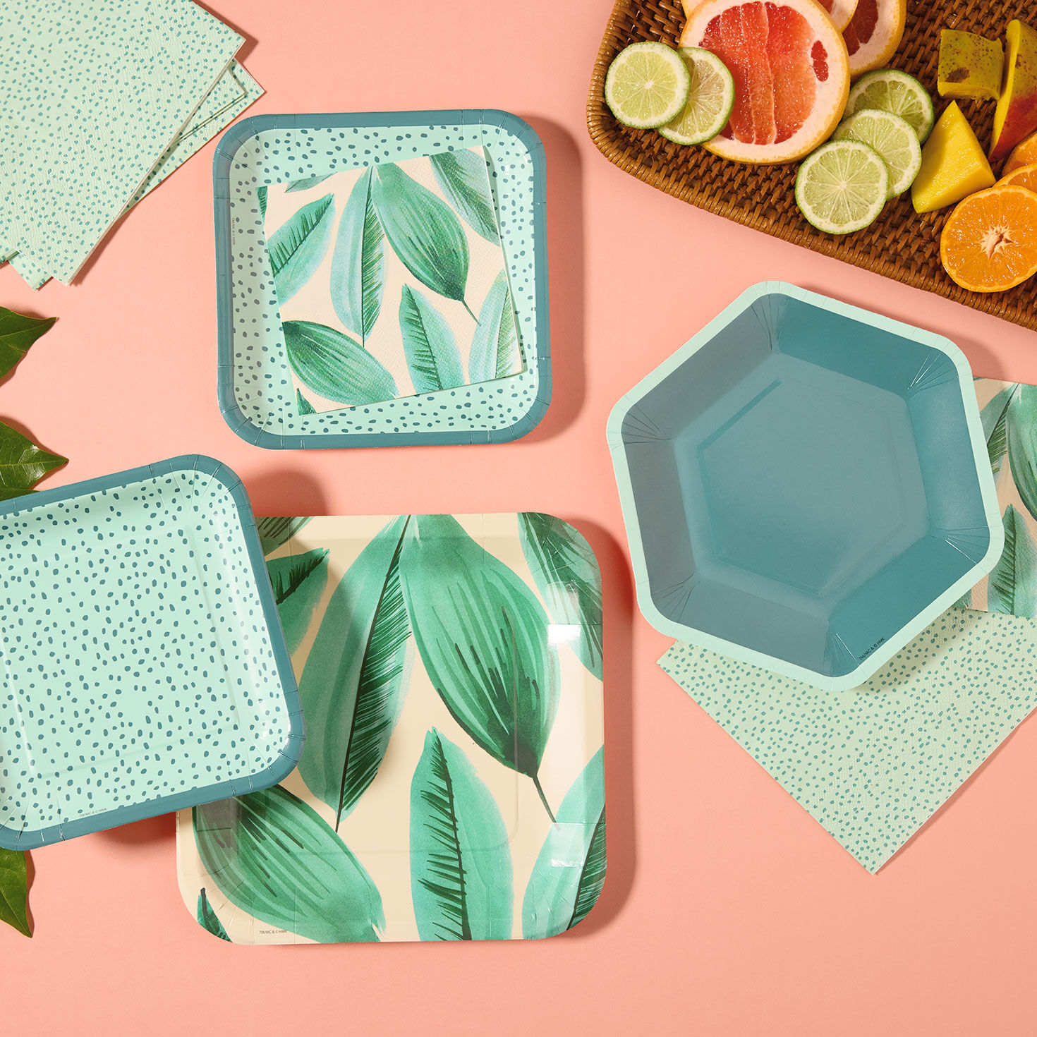 Palm Leaves and Polka Dots Party Essentials Set for only USD 3.99-4.99 | Hallmark