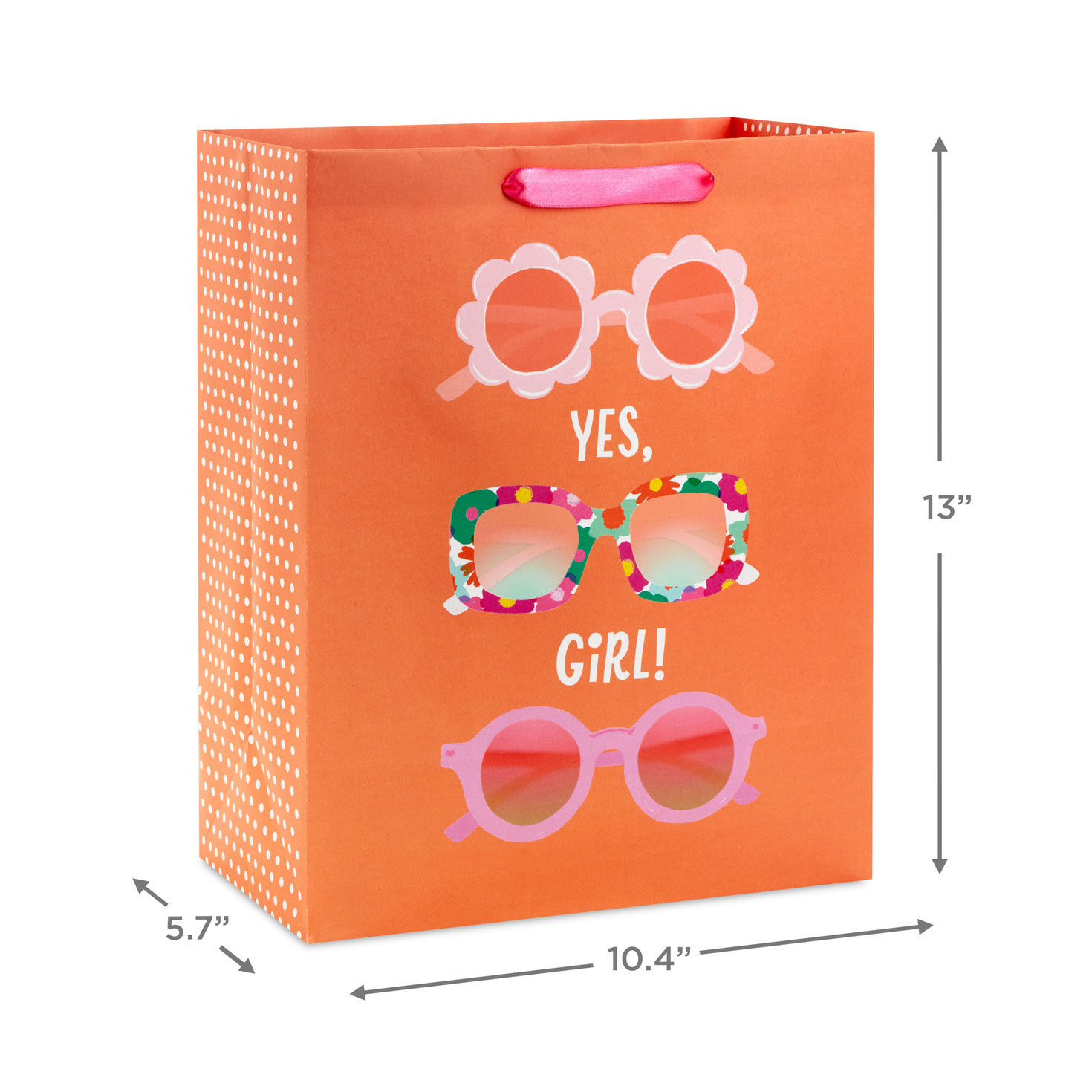 Sunglasses on Orange Large Gift Bag for Her measurement image number 3