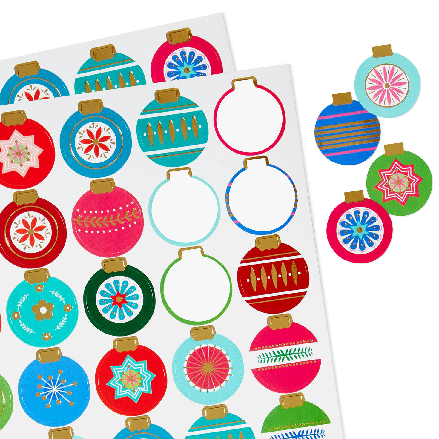 Colorful Ornament Christmas Seal Sheets upclose detail image number 5