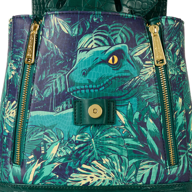 Jurassic World Mini Backpack With Monstera Leaf Flap closeup view image number 5