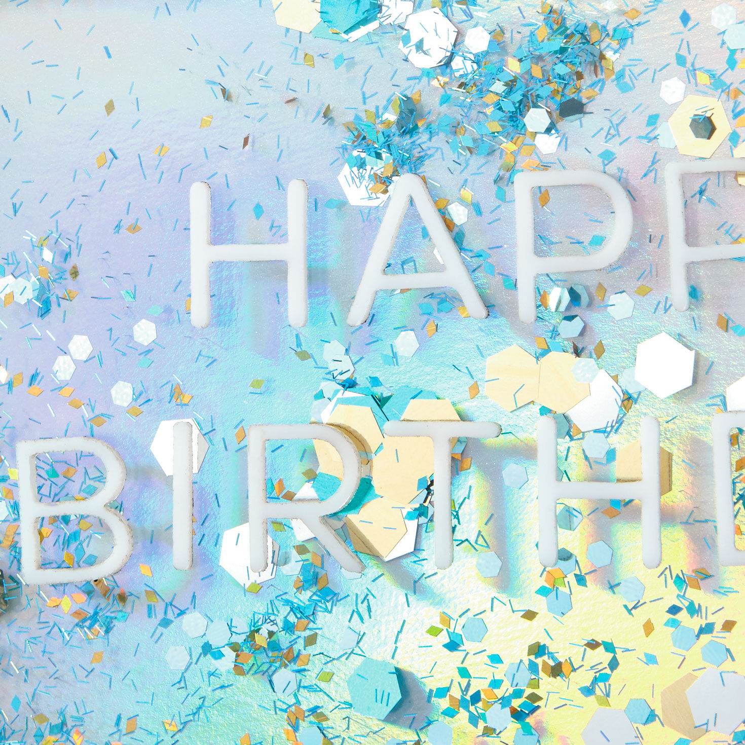 Silver Foil and Blue Confetti Birthday Card Card Front Detail image number 4